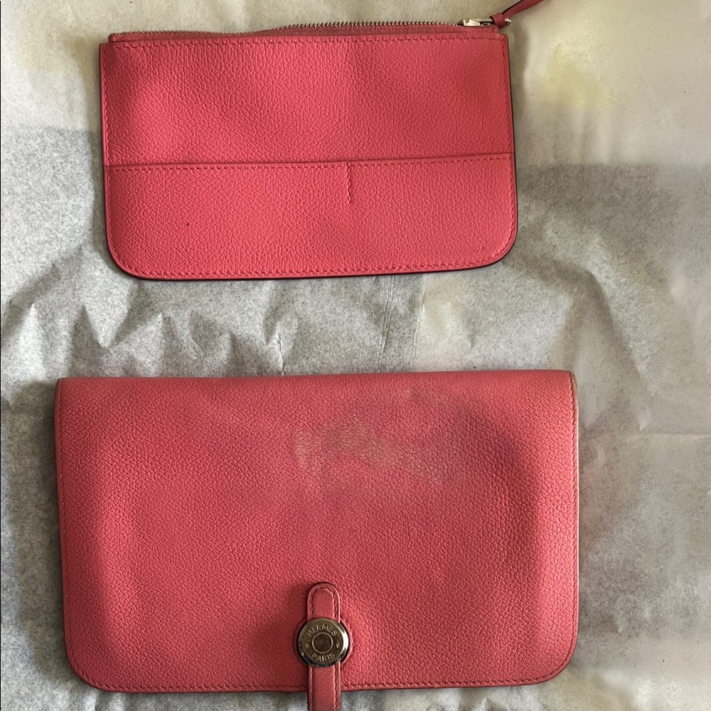 Hermes Vibrant Pink Leather Clutch
